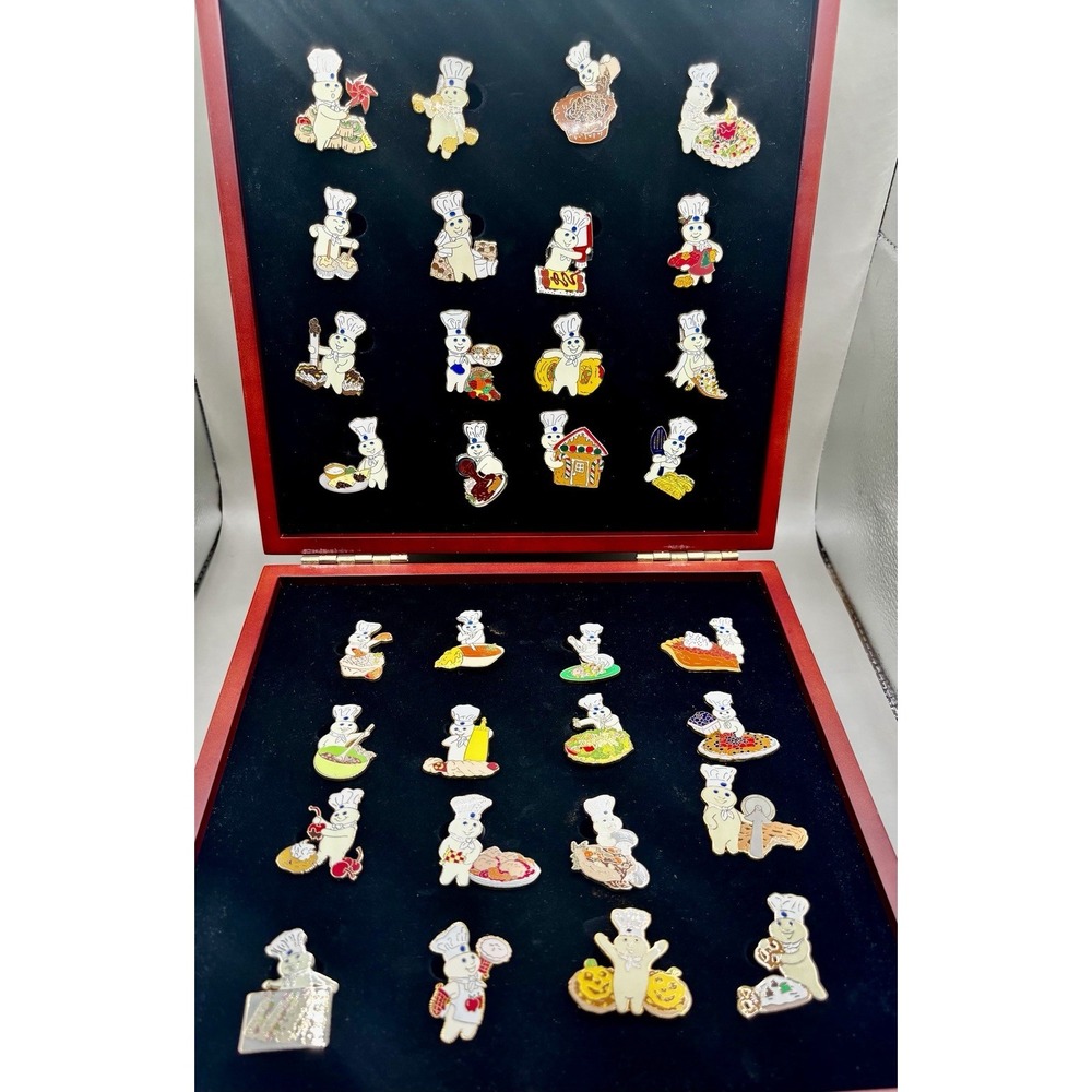 Master Set Pillsbury Doughboy Pin Collection Willabee & Ward Box Recipe Cards